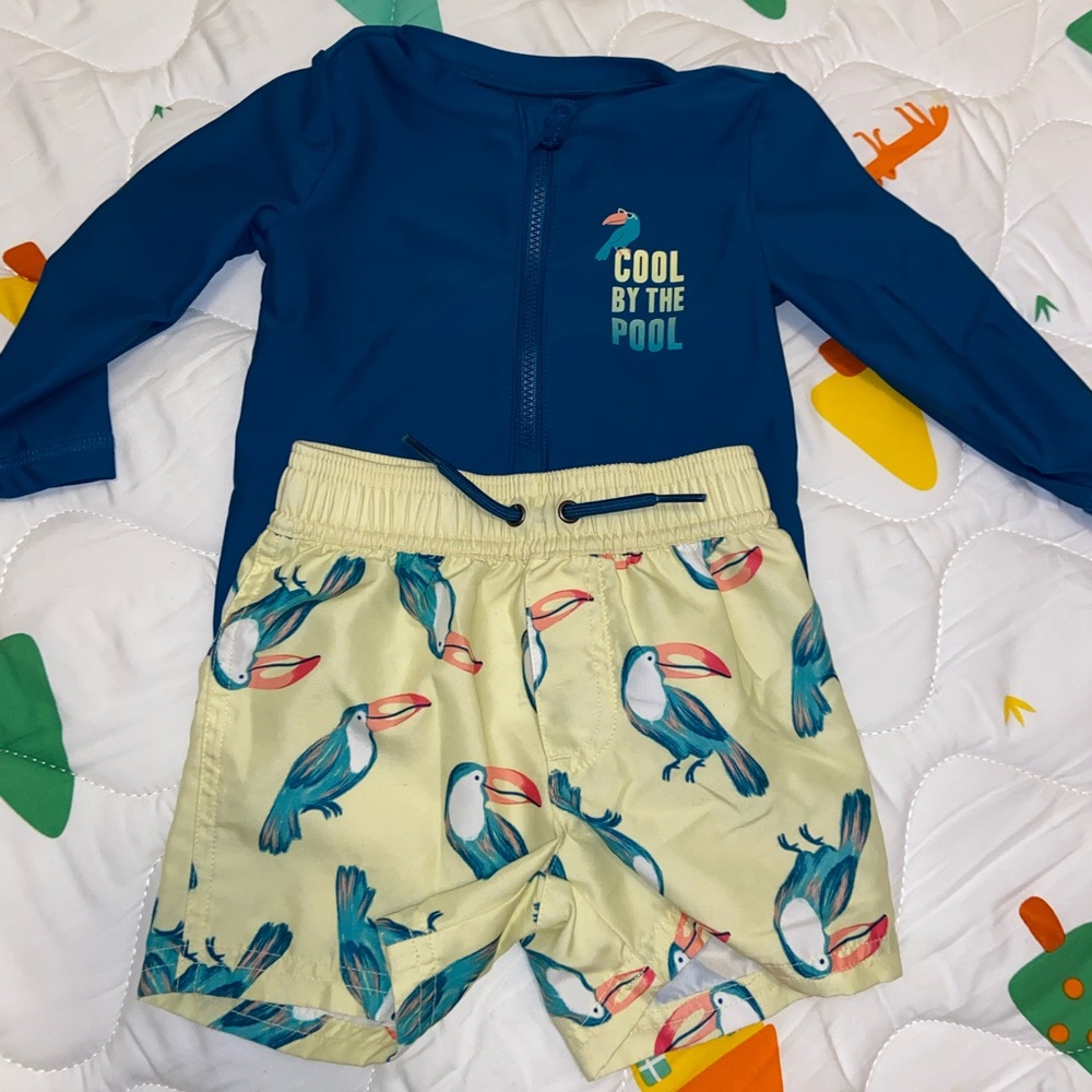 Carters Rash Guard Swim Set 12 Month - Picture 2 of 2
